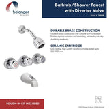 Belanger 3-Handle 2-Spray Tub and Shower Faucet in Polished Chrome (Valve Included) - Super Arbor