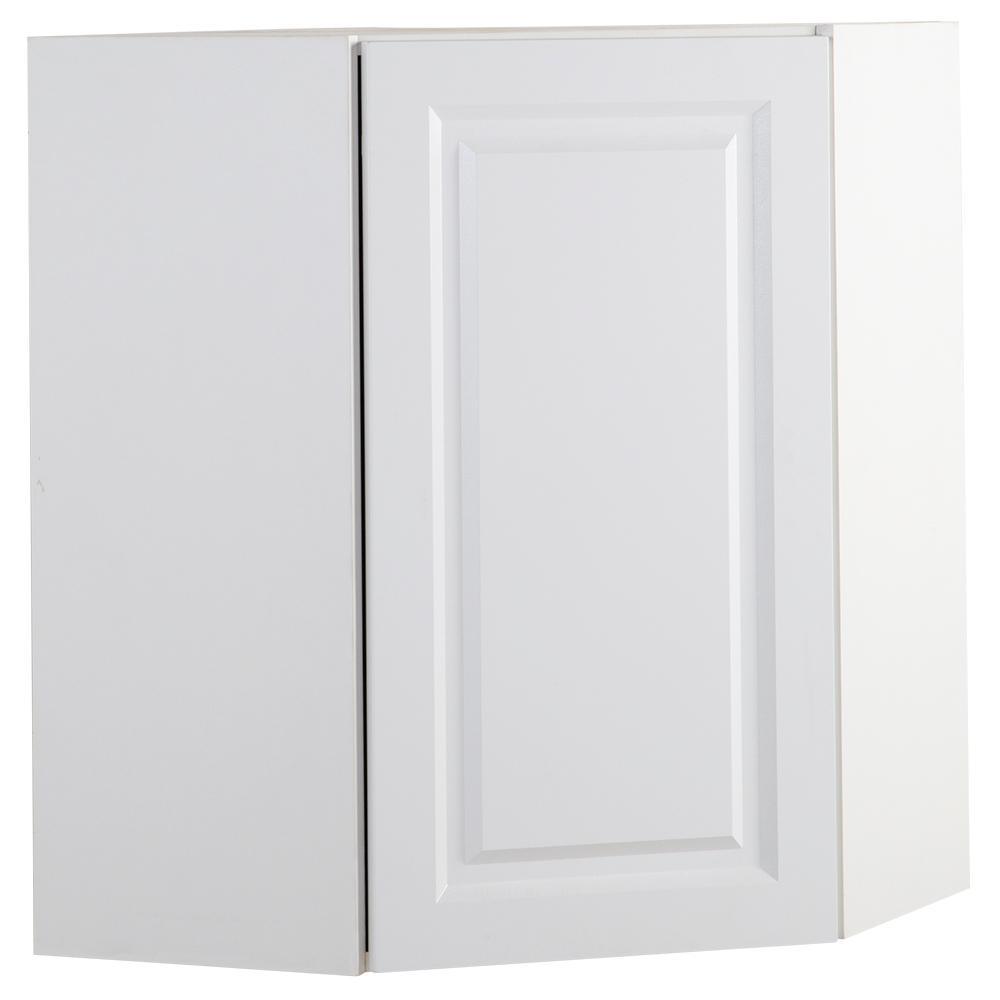 Benton Assembled 23.6x30x23.6 in. Corner Wall Cabinet in White - Super Arbor