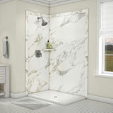 Elegance 36 in. x 48 in. x 80 in. 7-Piece Easy Up Adhesive Corner Shower Wall Surround in Triton - Super Arbor