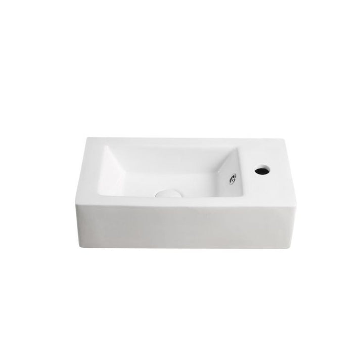 Elanti Wall-Mounted Left-Facing Rectangle Bathroom Sink in White