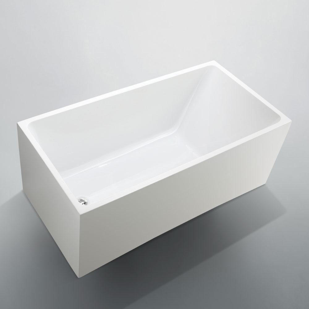 Catania 66.96 in. Acrylic Flatbottom Non-Whirlpool Freestanding Bathtub in Glossy White - Super Arbor