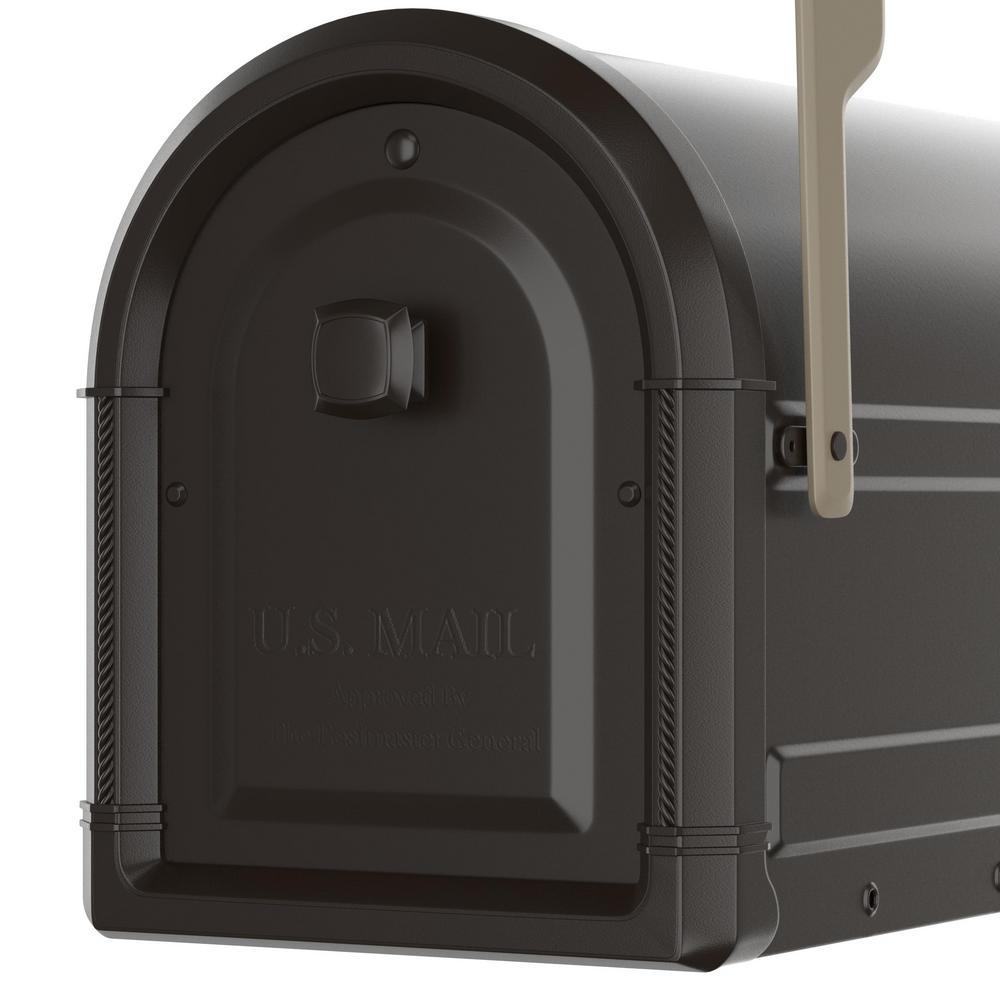 Roxbury Post Mount Mailbox Rubbed Bronze with Premium Cast Aluminum Knob and Champagne Flag - Super Arbor