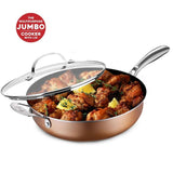 5.5 qt. Aluminum Cast Textured Coating Non-Stick Deep Saute Pan with Glass Lid and Helper Handle