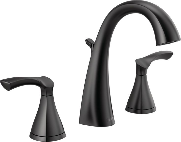 Delta Sandover Matte Black 2-handle Widespread WaterSense Bathroom Sink Faucet with Drain