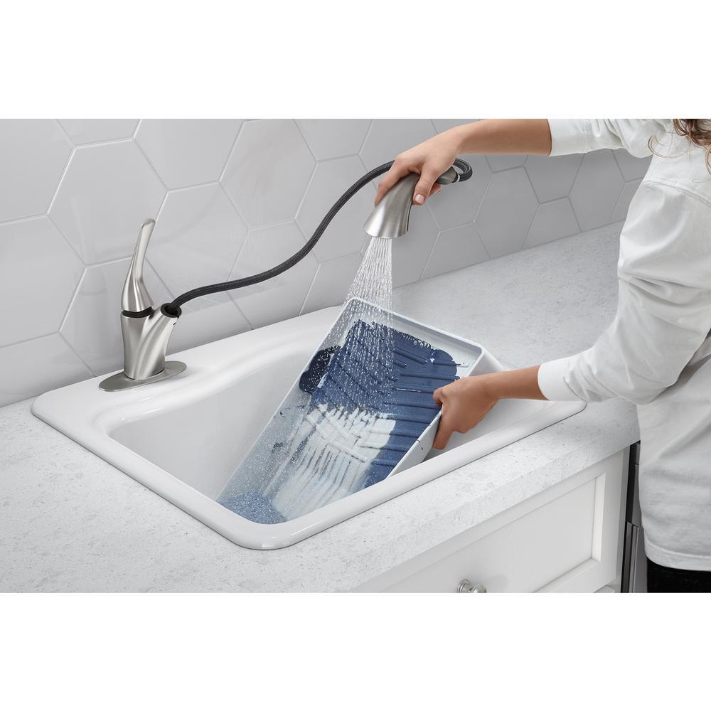 Mistos Single-Handle Pull-Out Laundry Utility Faucet in Vibrant Stainless - Super Arbor