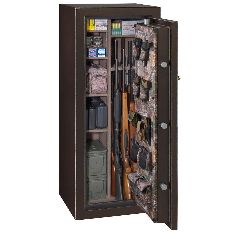 24-Gun Fire Resistant Back-Lit Electronic Lock Safe, Brown Hammertone - Super Arbor