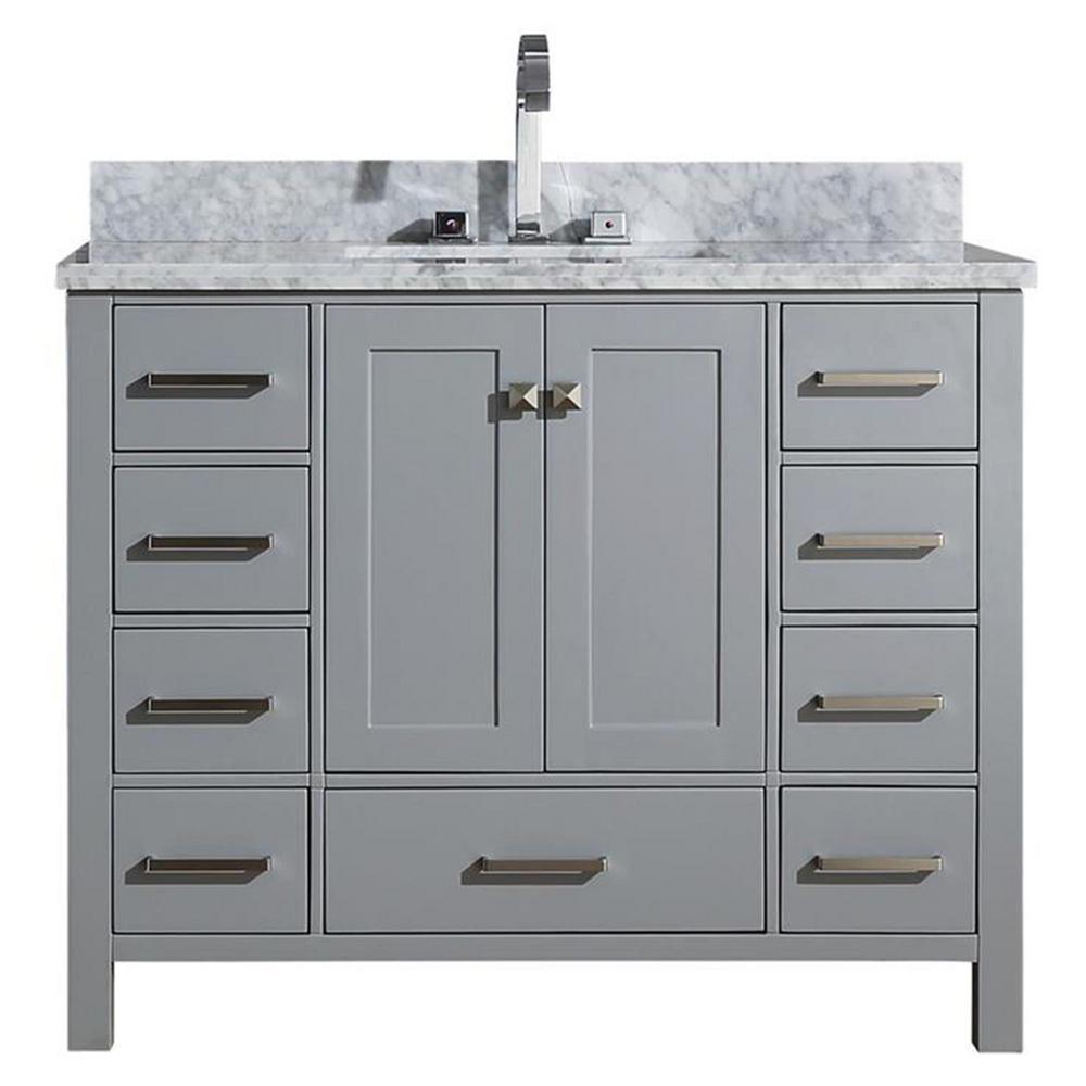 Cambridge 55 in. Bath Vanity in White with Marble Vanity Top in Carrara White with White Basin - Super Arbor
