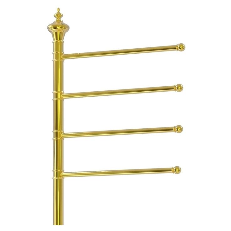 Allied Brass Floor Standing 4 Pivoting Swing Arm Towel Holder in Polished Brass