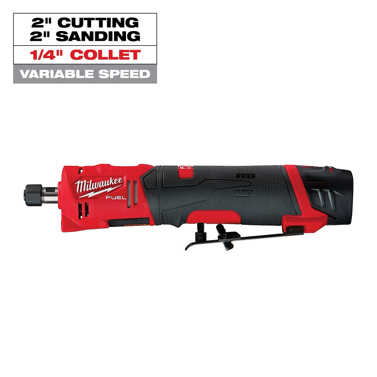 Milwaukee M12 FUEL 12V Lithium-Ion Brushless Cordless 1/4 in. Straight Die Grinder Kit with (2) 2.0Ah Batteries and (1) 5.0Ah Battery