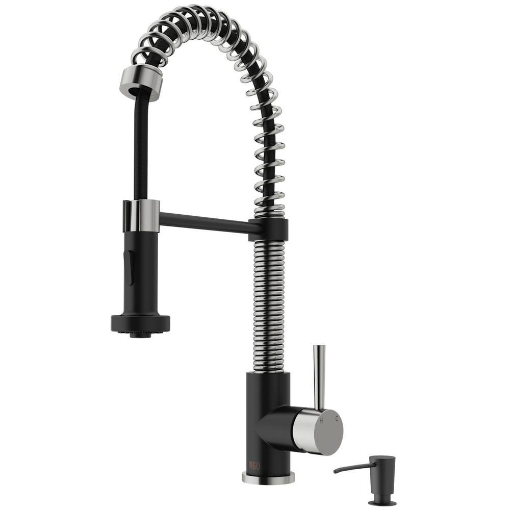 Edison Single-Handle Pull-Down Sprayer Kitchen Faucet with Soap Dispenser in Matte Black - Super Arbor