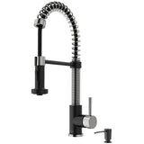 Edison Single-Handle Pull-Down Sprayer Kitchen Faucet with Soap Dispenser in Matte Black - Super Arbor