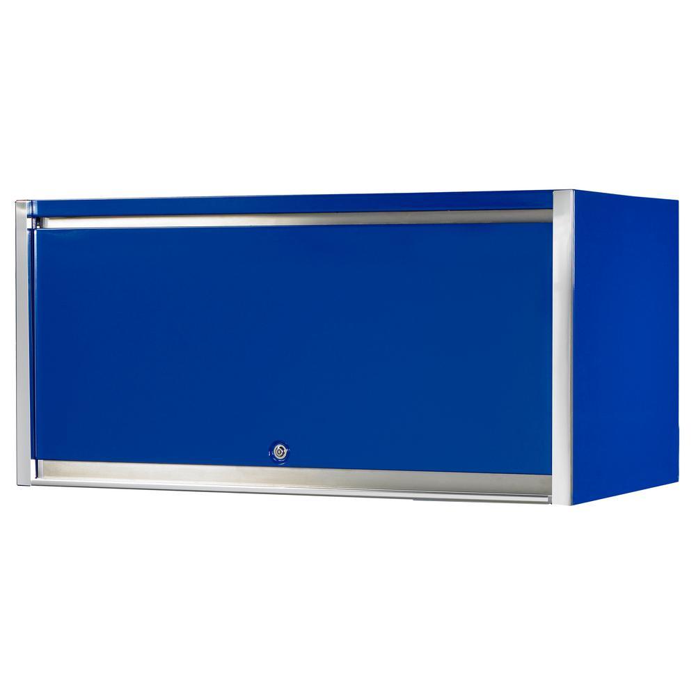55 in. Power Workstation Professional Hutch with Stainless Steel Shelf and Work Surface in Blue - Super Arbor