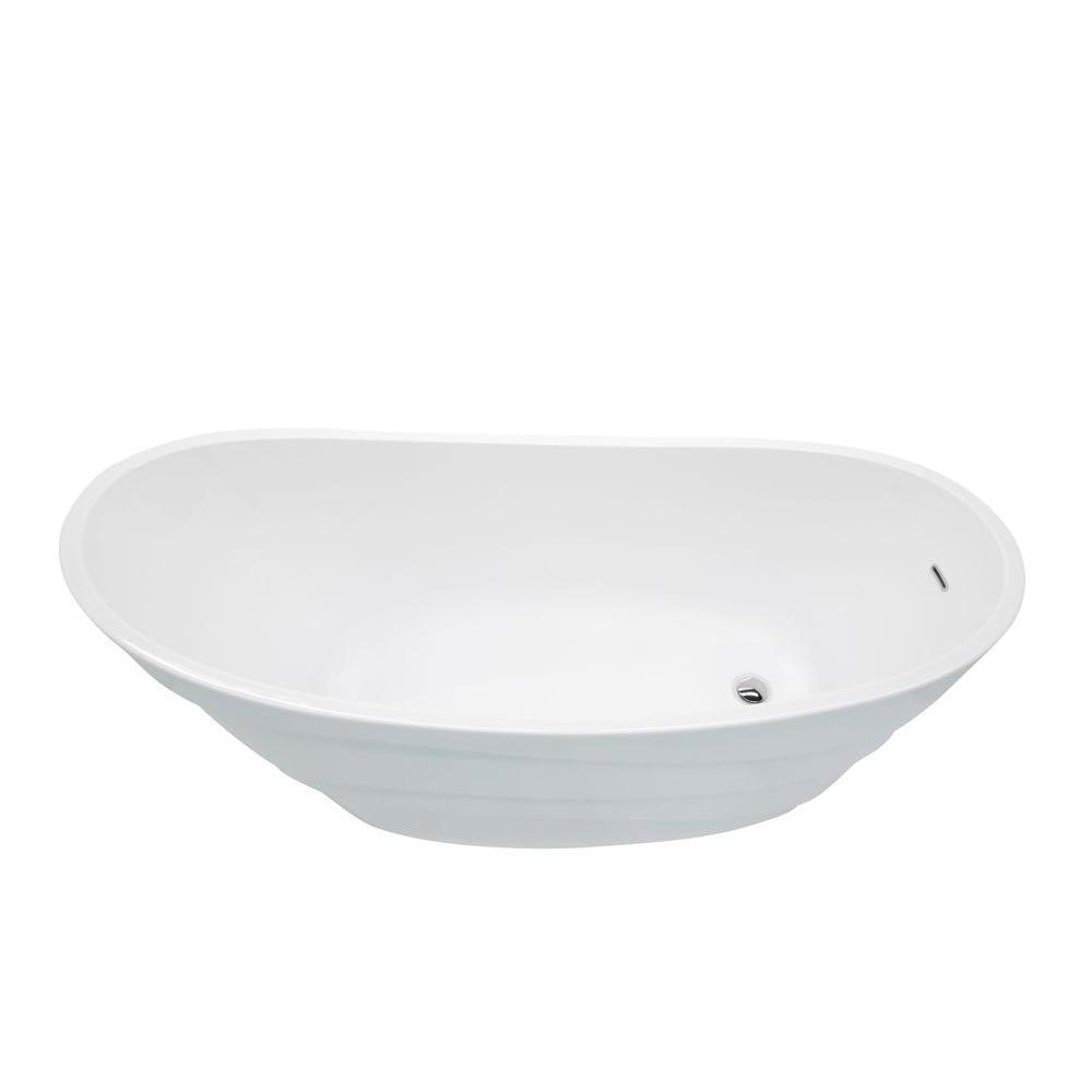 Stratus 5.6 ft. Acrylic Reversible Drain Freestanding Bathtub in Glossy White - Super Arbor