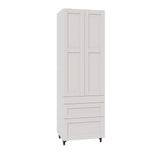 Shaker Assembled 30 in. x 94.5 in. x 24 in. Pantry Cabinet w/ 2-Inner Drawers & Three Pull Out Drawers in Vanilla White - Super Arbor