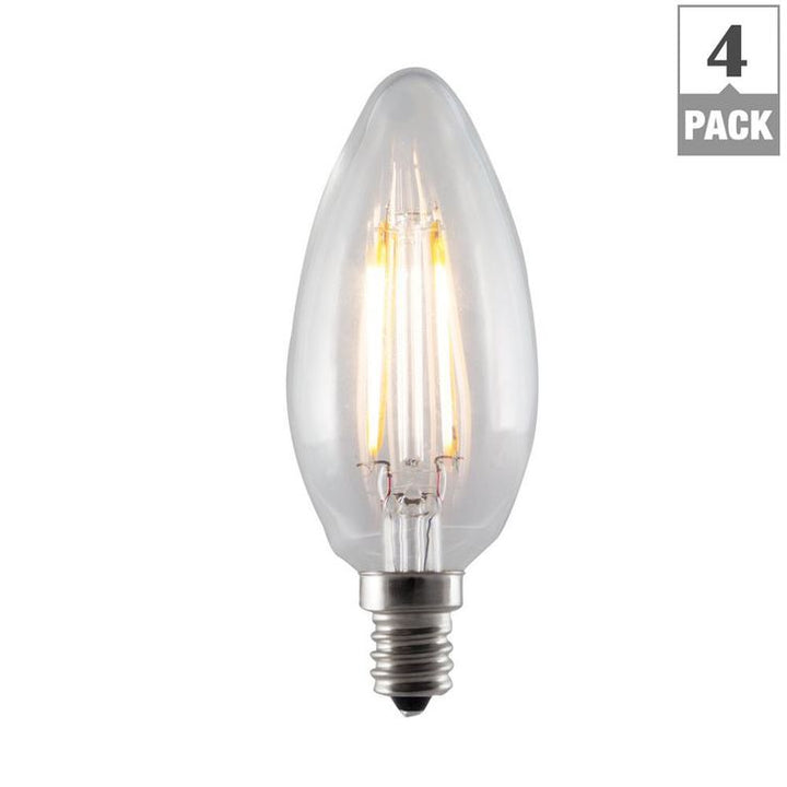 Bulbrite 40W Equivalent Warm White Light B11 Dimmable LED Filament Light Bulb (4-Pack)