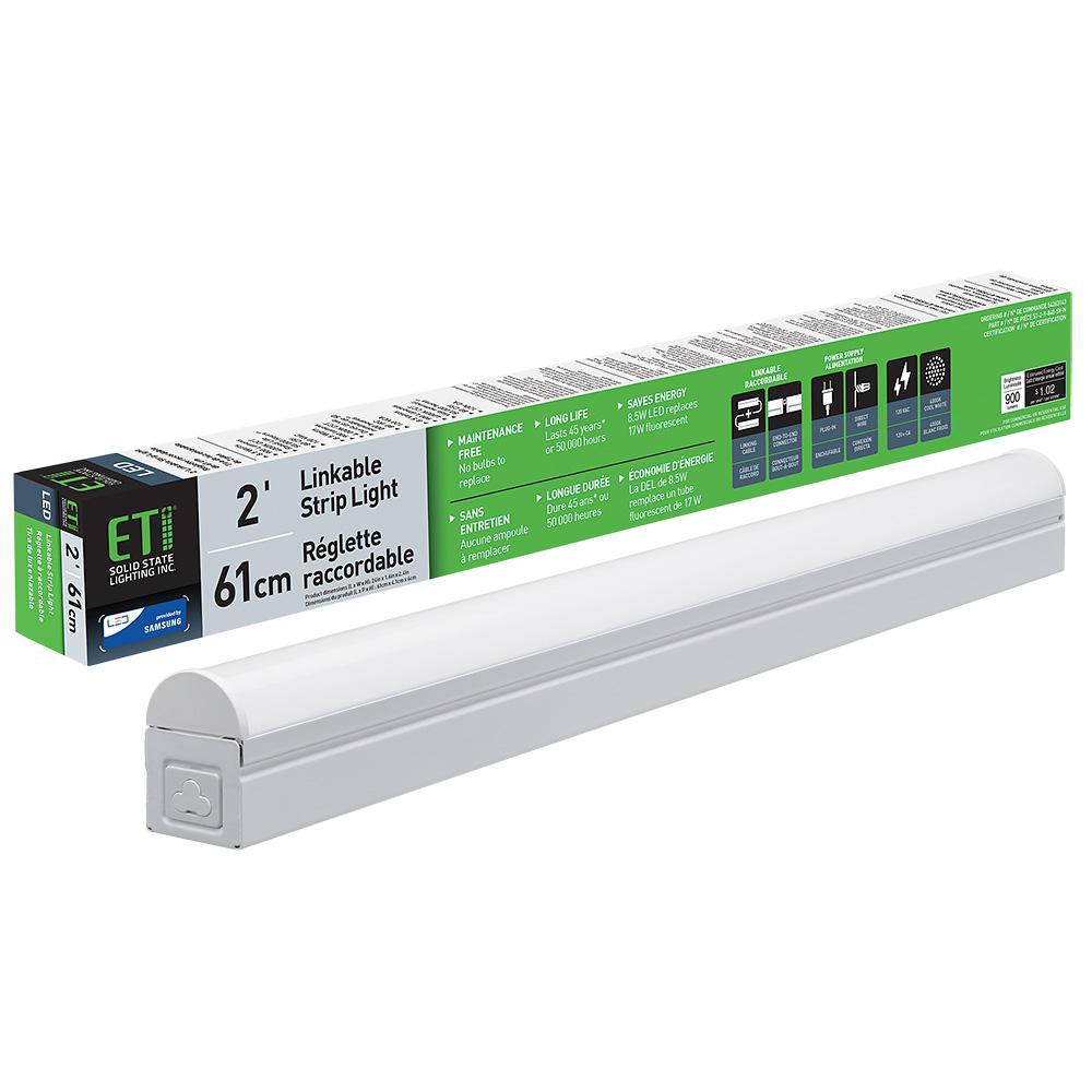 2 ft. 20-Watt Equivalent 900 Lumens Integrated LED White Strip Light Fixture 4000K Linkable Plug-in Direct Wire (6-Pack) - Super Arbor