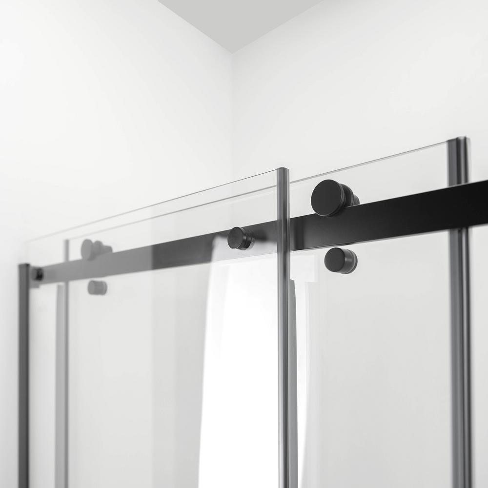 Primo 60 in. x 57.50 in. Frameless Sliding Bathtub Door in Black Without Handle - Super Arbor