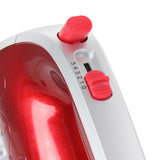 5-Speed Red Hand Mixer with Beaters and Dough Hooks