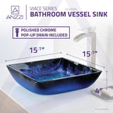 Viace Series Deco-Glass Vessel Sink in Blazing Blue - Super Arbor
