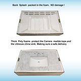 Newton 31 in. x 22 in. Carrara Marble Vanity Top with Square Sink for Single Hole Installation in Carrara White - Super Arbor