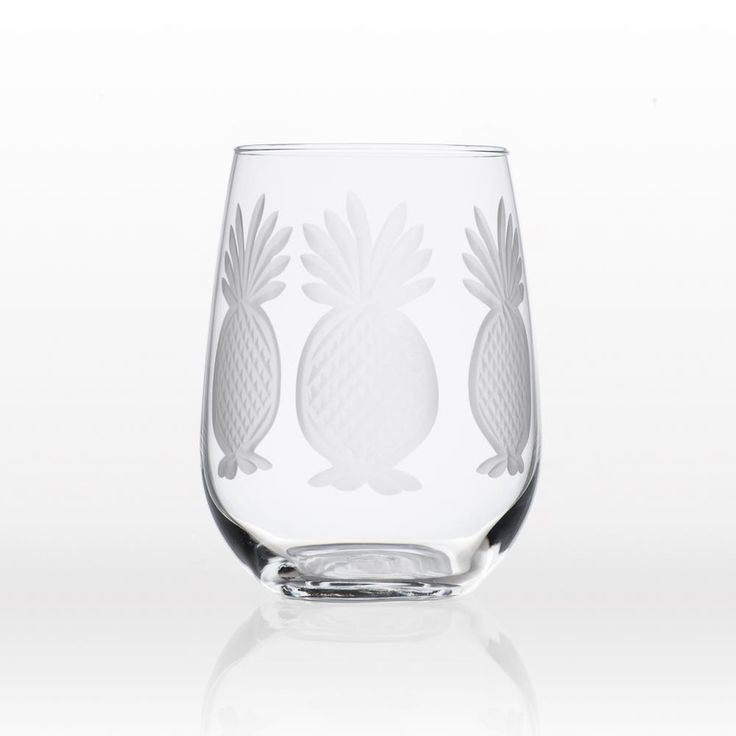 Pineapple 17 oz. Clear Stemless Wine Glass (Set of 4)