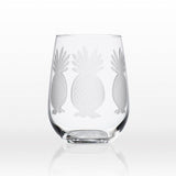Pineapple 17 oz. Clear Stemless Wine Glass (Set of 4)