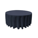 108 in. Round Navy Blue Polyester Poplin Tablecloth