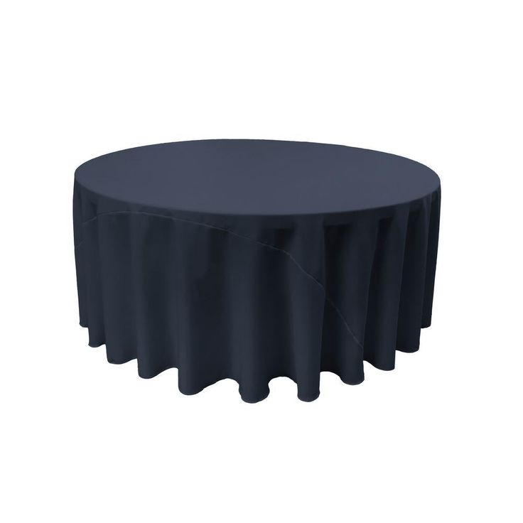 108 in. Round Navy Blue Polyester Poplin Tablecloth