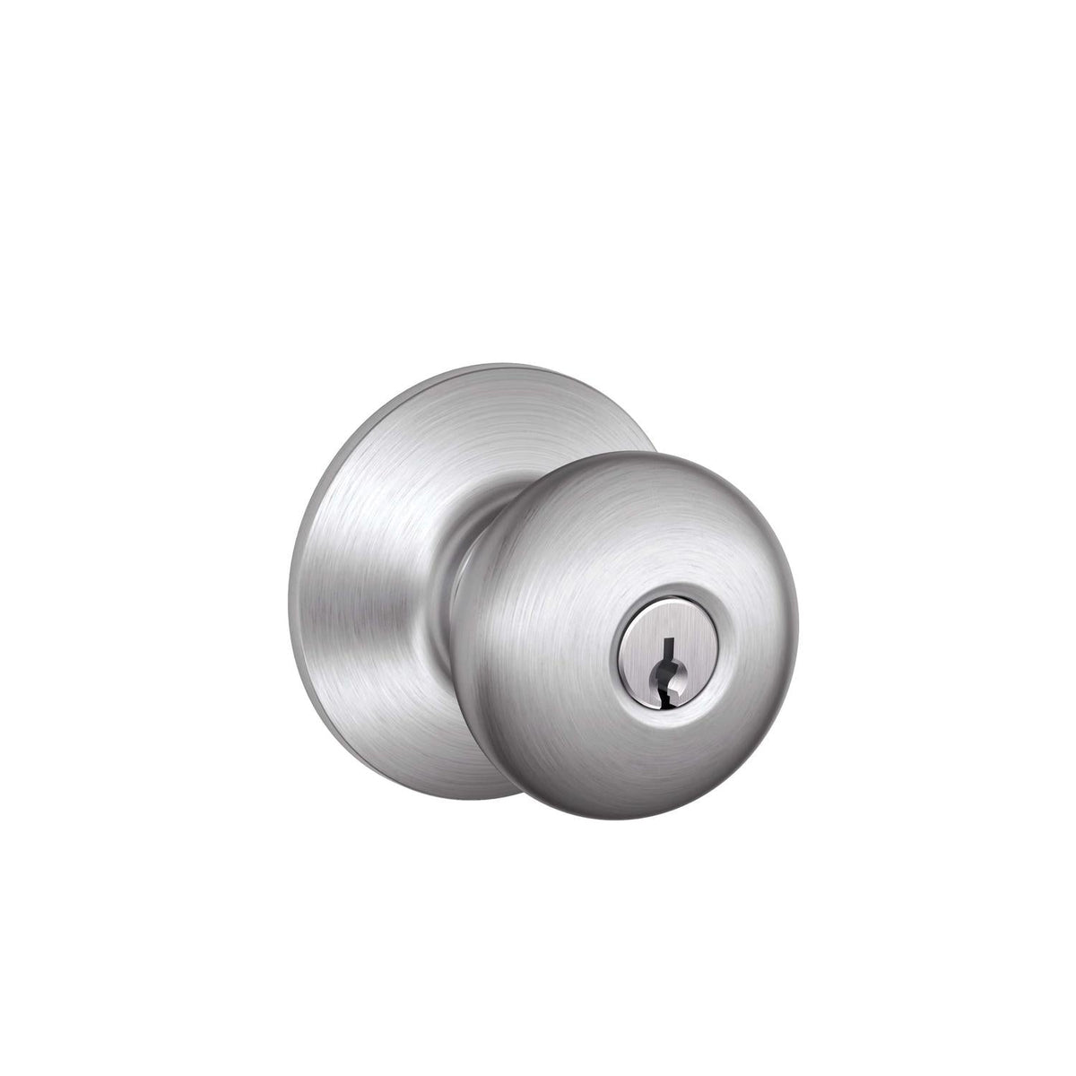 Schlage Plymouth Satin Chrome Entry Knob, ANSI Grade 2, Key: K4, 1-3/4 in.
