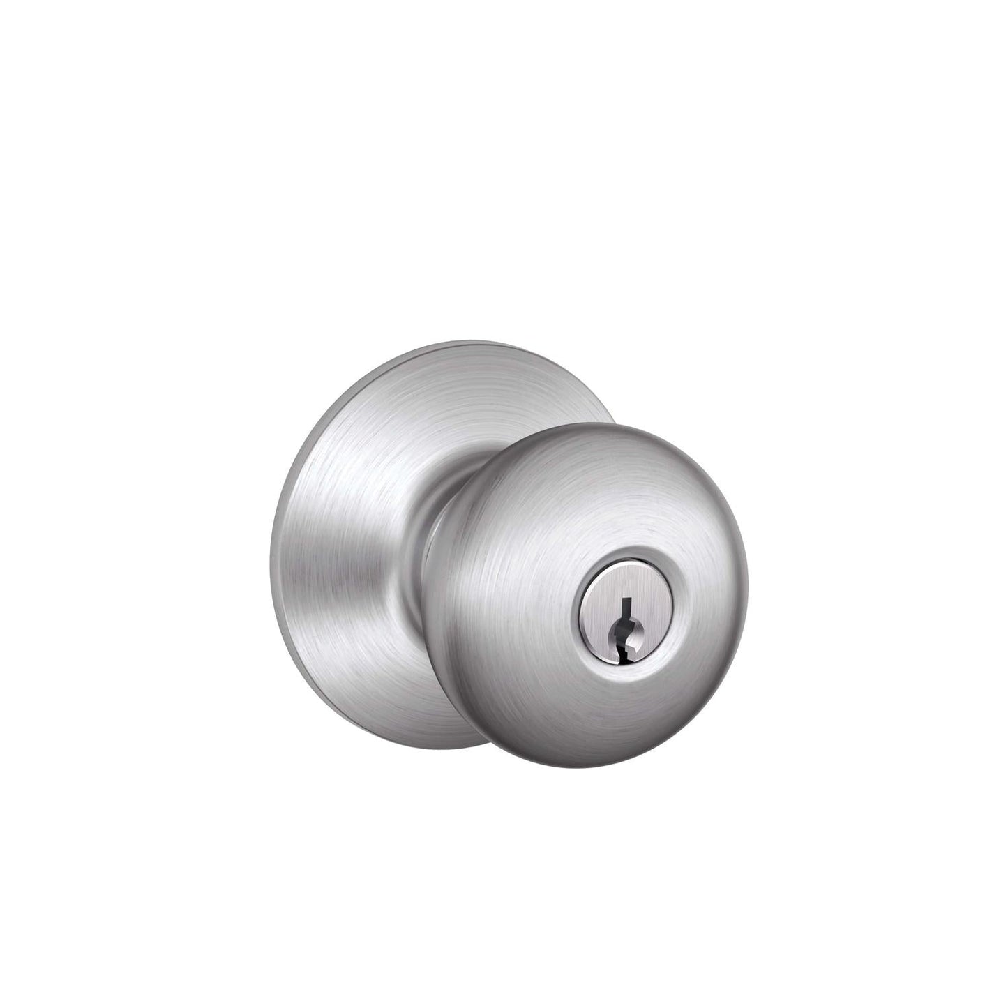 Schlage Plymouth Satin Chrome Entry Knob, ANSI Grade 2, Key: K4, 1-3/4 in.