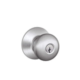 Schlage Plymouth Satin Chrome Entry Knob, ANSI Grade 2, Key: K4, 1-3/4 in.