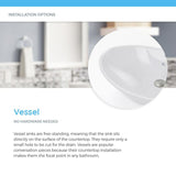 MR Direct Porcelain Vessel Sink in White with 718 Faucet and Pop-Up Drain in Chrome