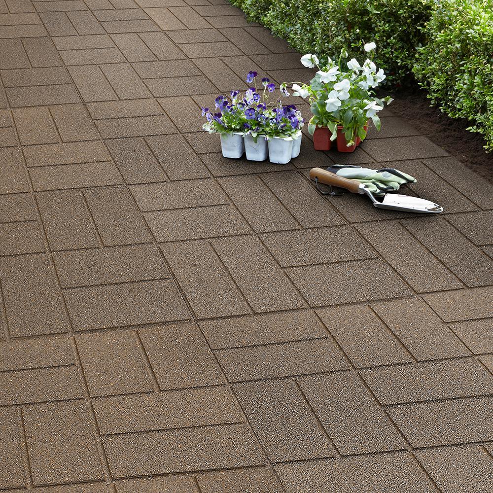 Reversible 16 in. x 16 in. x 0.75 in. Earth Brick Face/Flat Profile Rubber Paver - Super Arbor
