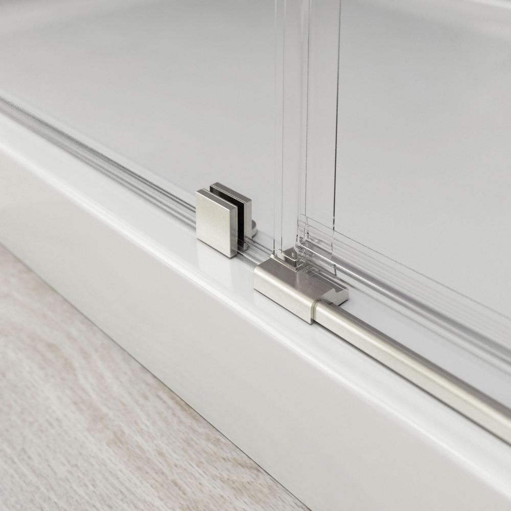 Ametrine 48 in. x 76 in. Heavy Frameless Hinge Shower Door in Brushed Nickel with 5/16 in. (8 mm) Clear Glass - Super Arbor
