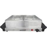 3 Qt. Metallic 2-Pan Buffet Server with Warming Tray