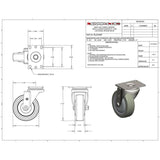 4 in. Polyurethane Swivel Plate Caster with 375 lbs. Load Rating