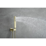 1-Spray Patterns with 2.66 GPM 10 in. Wall Mount Dual Shower Heads with Rough-In Valve Body and Trim in Brushed Gold - Super Arbor