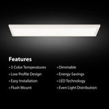 Commercial Electric 1 ft. x 4 ft. 4000 Lumens Dimmable White Integrated LED Flat Panel Ceiling Flush Mount Fixture with Selectable 5CCT
