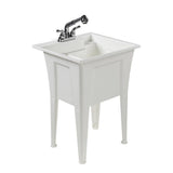 24 in. x 22 in. Polypropylene White Laundry Sink with 2 Hdl Non Metallic Pullout Faucet and Installation Kit - Super Arbor