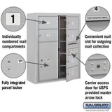 3800 Horizontal Series 6-Compartment with 1-Parcel Locker Surface Mount Mailbox - Super Arbor