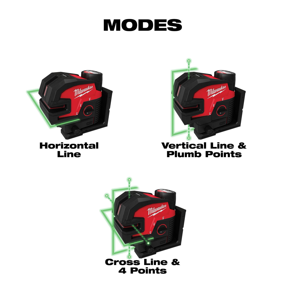 Milwaukee M12 12-Volt Lithium-Ion Cordless Green Cross Line & 4-Points Laser, Tool Only (3624-20)