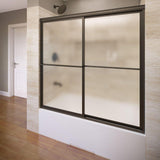 Deluxe 59 in. x 58-1/2 in. Clear Framed Sliding Tub Door in Oil Rubbed Bronze - Super Arbor