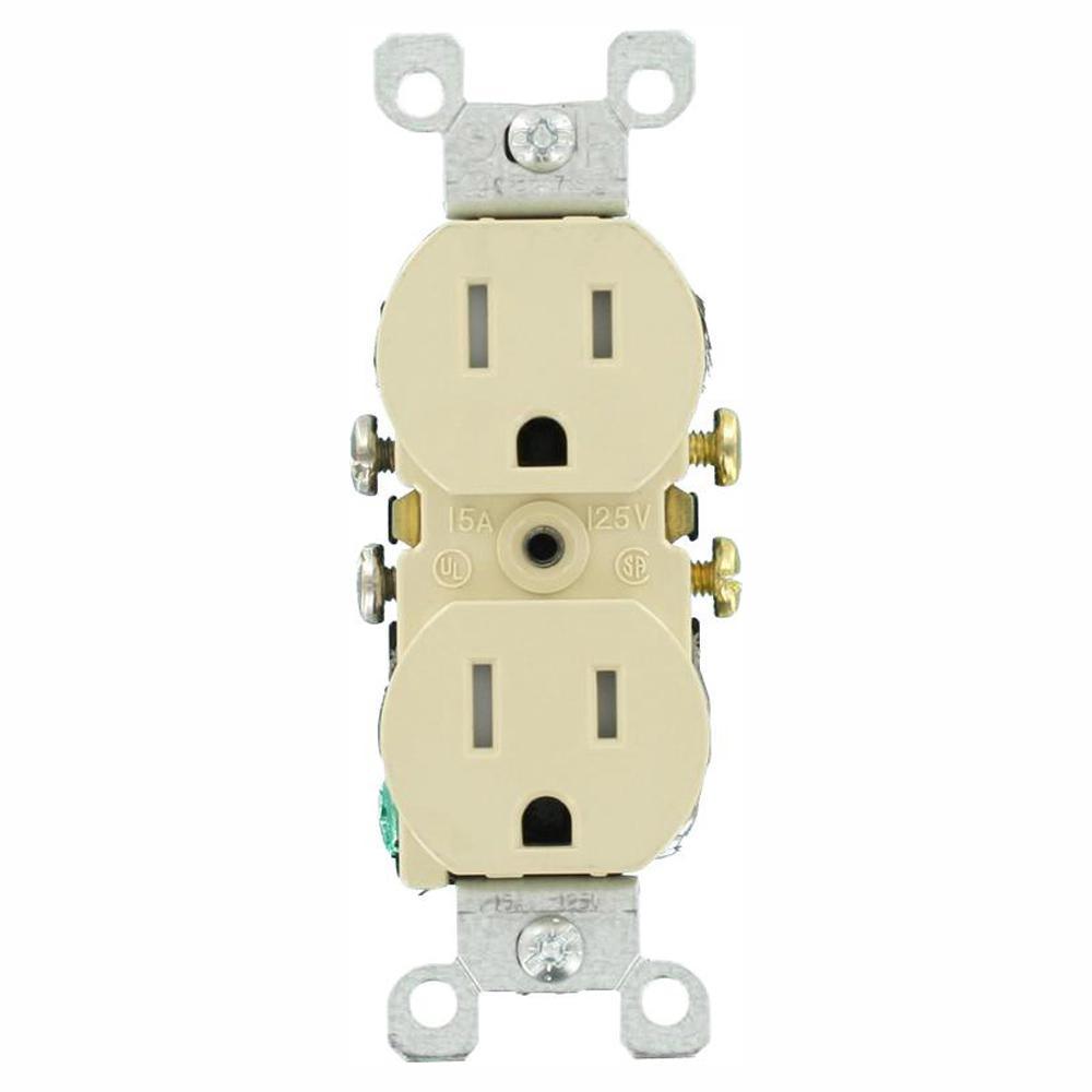 15 Amp Tamper Resistant Duplex Outlet, Light Almond - Super Arbor