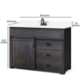 Style Selections Morriston 48-in Distressed Java Single Sink Bathroom Vanity with White Engineered Stone Top