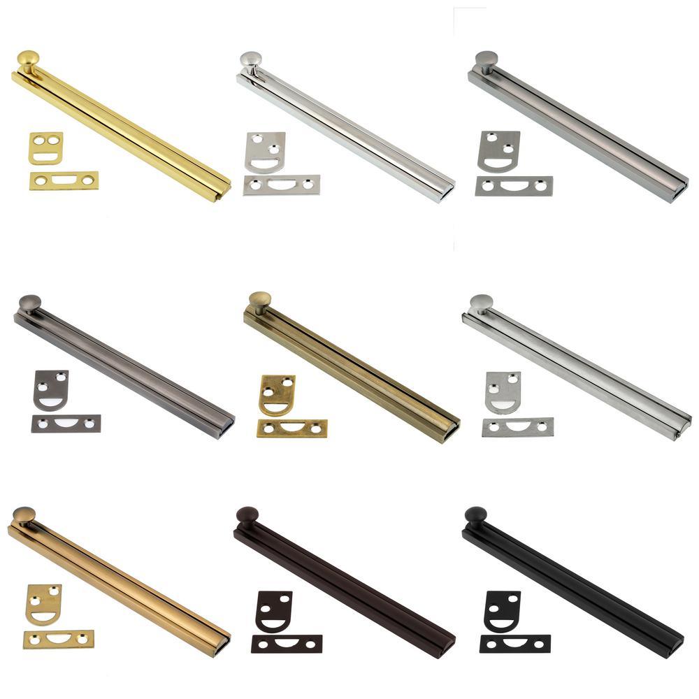 6 in. Solid Brass Satin Nickel Surface Bolt - Super Arbor