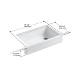 Whitehaven Farmhouse Apron Front Self-Trimming Cast Iron 36 in. Single Bowl Kitchen Sink in White - Super Arbor