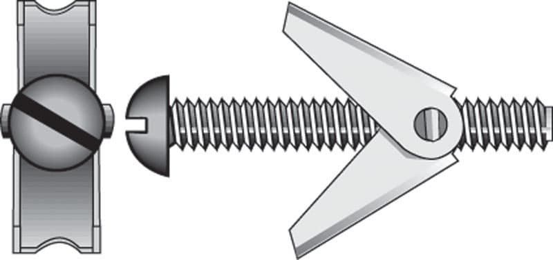 Hillman 1/4 in. Diameter x 3 in. Length Round Steel Toggle Bolts, Zinc-Plated, 6-Pack