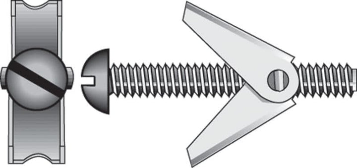 Hillman 1/4 in. Diameter x 3 in. Length Round Steel Toggle Bolts, Zinc-Plated, 6-Pack