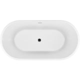67 in. Glossy White Acrylic Bathtub - Modern Flat Bottom Stand Alone Tub - Luxurious SPA Tub - Super Arbor