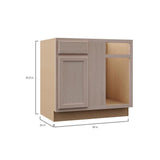 Hampton Assembled 36x34.5x24 in. Blind Base Corner Cabinet in Unfinished Beech - Super Arbor